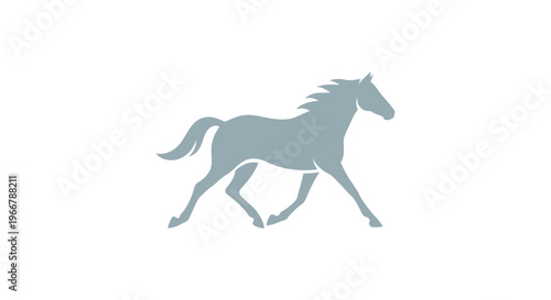 Elegant silhouette of a galloping horse against a clean white background