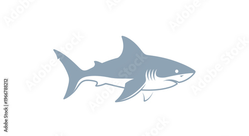 Minimalist Blue Shark Silhouette Icon on White Background