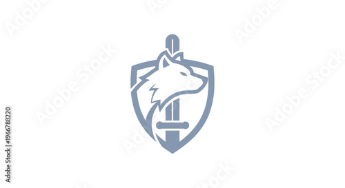 Wolf Head and Sword Emblem Shield Logo Design