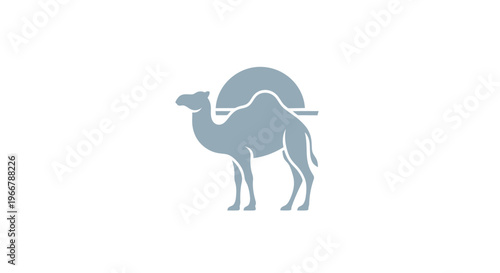 Stylized Camel Silhouette Against Setting Sun Vector Icon