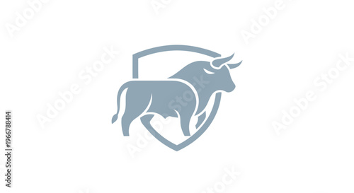 Bull symbol inside a shield, business and finance logo concept
