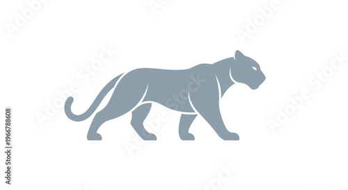 Stylized Silhouette of a Panther Walking with Tail Up