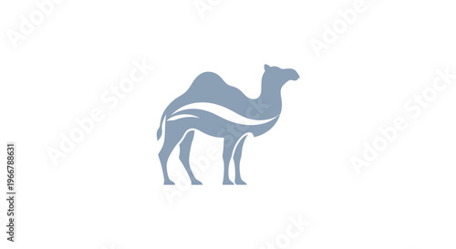Stylized Camel Silhouette with Flowing Lines on White Background
