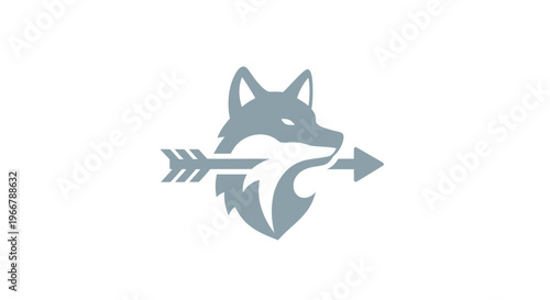 Stylized Fox Head Logo with Arrow Through Mouth, Modern Geometric Design