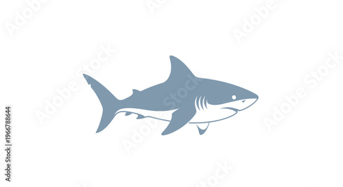 Blue Shark Silhouette Swimming in White Background