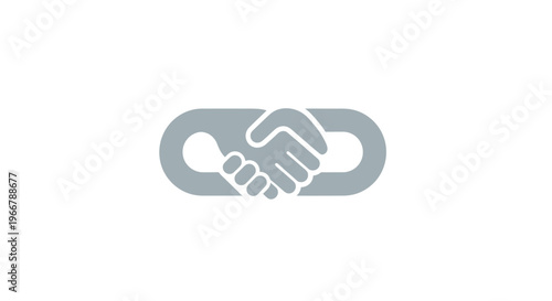 Partnership handshake icon with link symbol, business agreement concept
