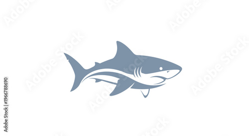 Stylized Blue Shark Silhouette on White Background