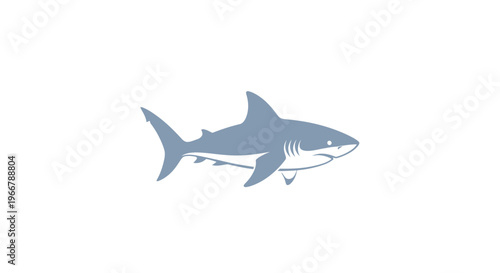 Simple Blue Shark Silhouette Icon on White Background