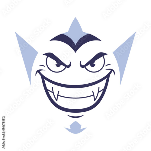 Evil Vampire Face Icon with Sharp Teeth and Spiked Collar