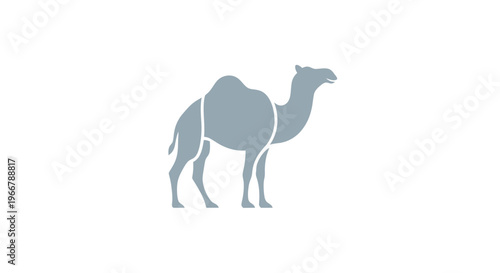 Dromedary Camel Silhouette Icon Isolated on White Background