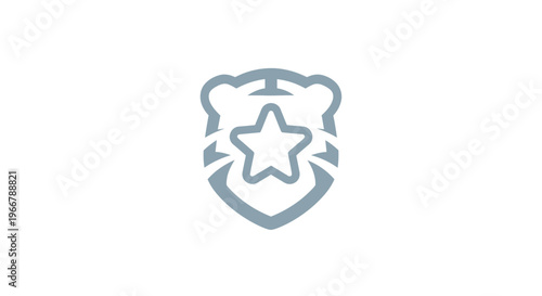 Stylized Lion Head Shield Emblem with Star Icon