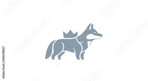 Stylized Wolf with Crown Icon - Minimalist Design