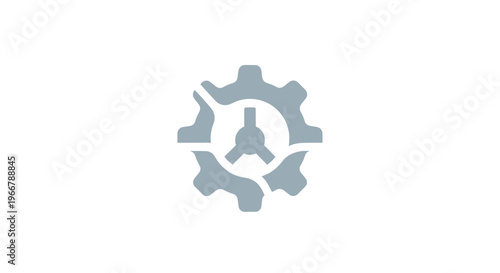 Abstract Gear Icon with Broken Segments on White Background