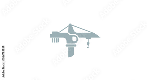 Construction Crane Icon, Industrial Machine, Heavy Equipment Vector Graphic