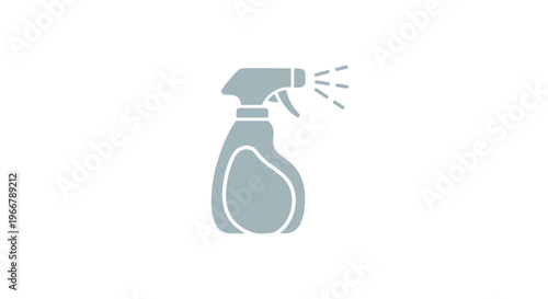 Cleaning spray bottle icon with spray mist effect on white background