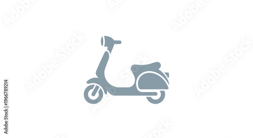 Retro Scooter Icon - Vintage Motorcycle Silhouette, Urban Transportation Graphic