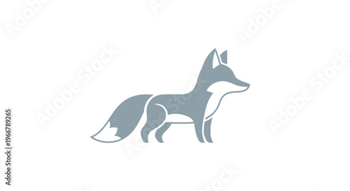 Stylized Fox Icon Silhouette on White Background