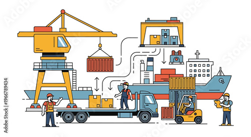 Global Logistics and Supply Chain Management Illustration.