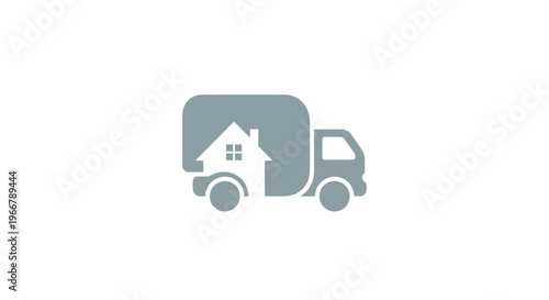 House moving truck icon, home relocation vehicle, property transport symbol
