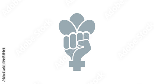 Feminist Fist Symbol with Flower