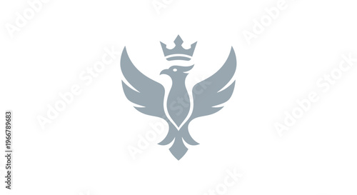 Phoenix with Crown Icon - Symbol of Rebirth, Power, and Royalty