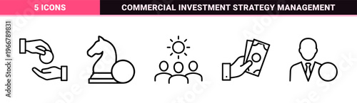 Financial Services and Banking Line Art. Minimalist monoline geometric icons for fintech apps, investment platforms, and corporate web design.