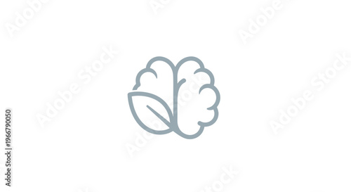 Eco-friendly brain concept, green ideas, natural intelligence, sustainable thinking icon