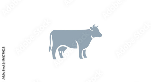 Simple vector illustration of a cow, isolated on white background, dairy farm icon