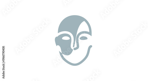 Split Face Mask Icon: Half Human, Half Skull, Symbolizing Duality and Mystery