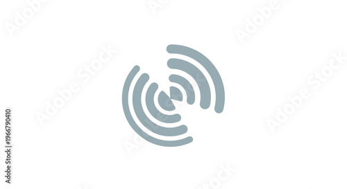 Abstract signal waves emanating from a central point, clean design, digital concept