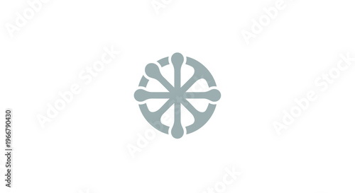 Abstract geometric symbol, Dharma wheel icon, spiritual concept, simplicity
