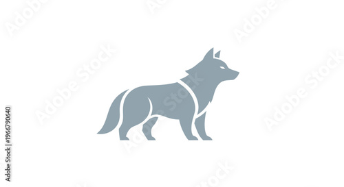 Stylized gray wolf logo icon on white background, minimalist silhouette, animal emblem