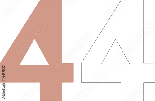 Two number four shapes solid color and outline