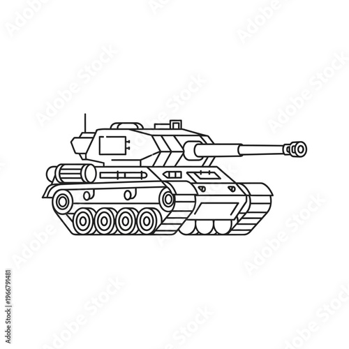 Military Tank Outline Vector Illustration