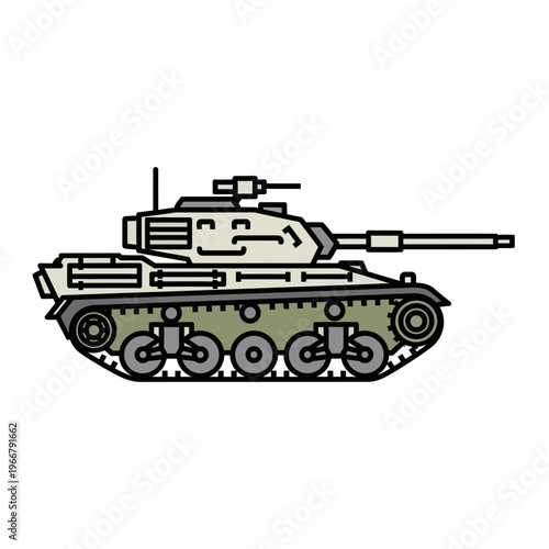 Modern battle tank vector illustration, military vehicle, army transport, war machine