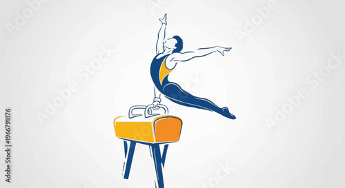 A male gymnast performs a dynamic routine on a pommel horse