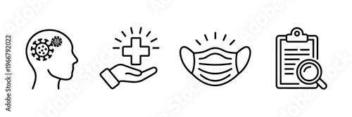 Medical and health icons set with virus infection and treatment symbols  healthcare and medicine concepts