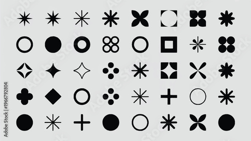 Black and white geometric shapes on light gray background