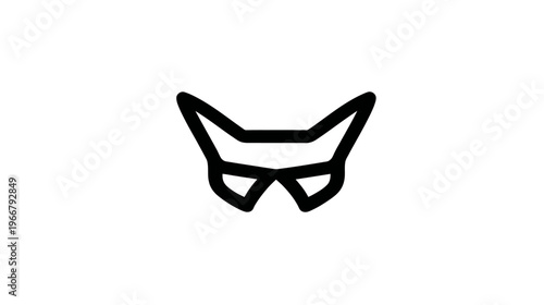 Abstract Black Line Art Mask Icon. Simple Drawing for Disguise, Secret Identity, Superhero, Mystery, or Costume Design