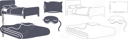 Two sets of bed and sleeping mask pillow blanket