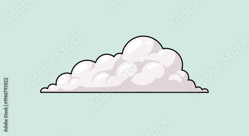 A stylized, cartoonish depiction of a fluffy white cloud against a pale blue background