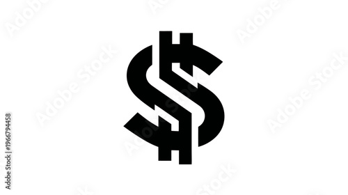 Black Dollar Sign Icon on White Background Representing Finance, Money, Economy, and Wealth Symbol