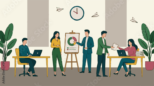 Business people collaborating and working in a modern office environment