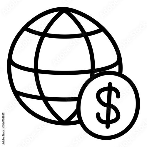 An editable design icon of global money