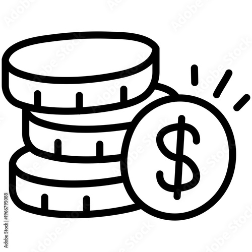 An editable design icon of dollar coins 