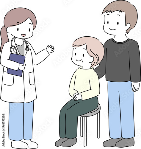 医者と患者の診察医療イラスト素材