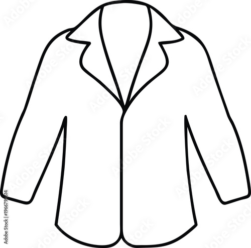 Classic outline drawing of a professional blazer or tailored jacket with a lapel collar design