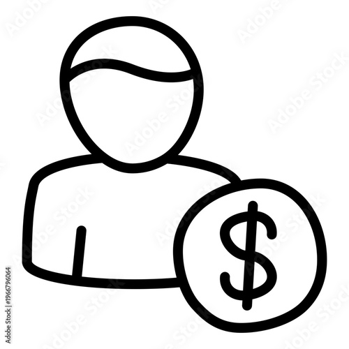 Dollar with human brain showcasing investor icon 