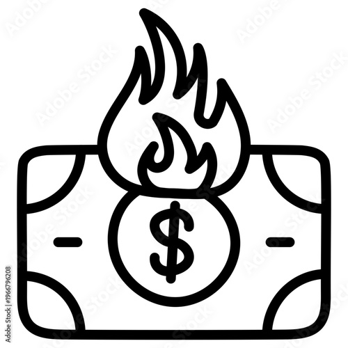Trendy style icon of cash burning 