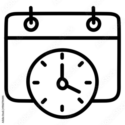 Calendar with clock showing concept of timetable